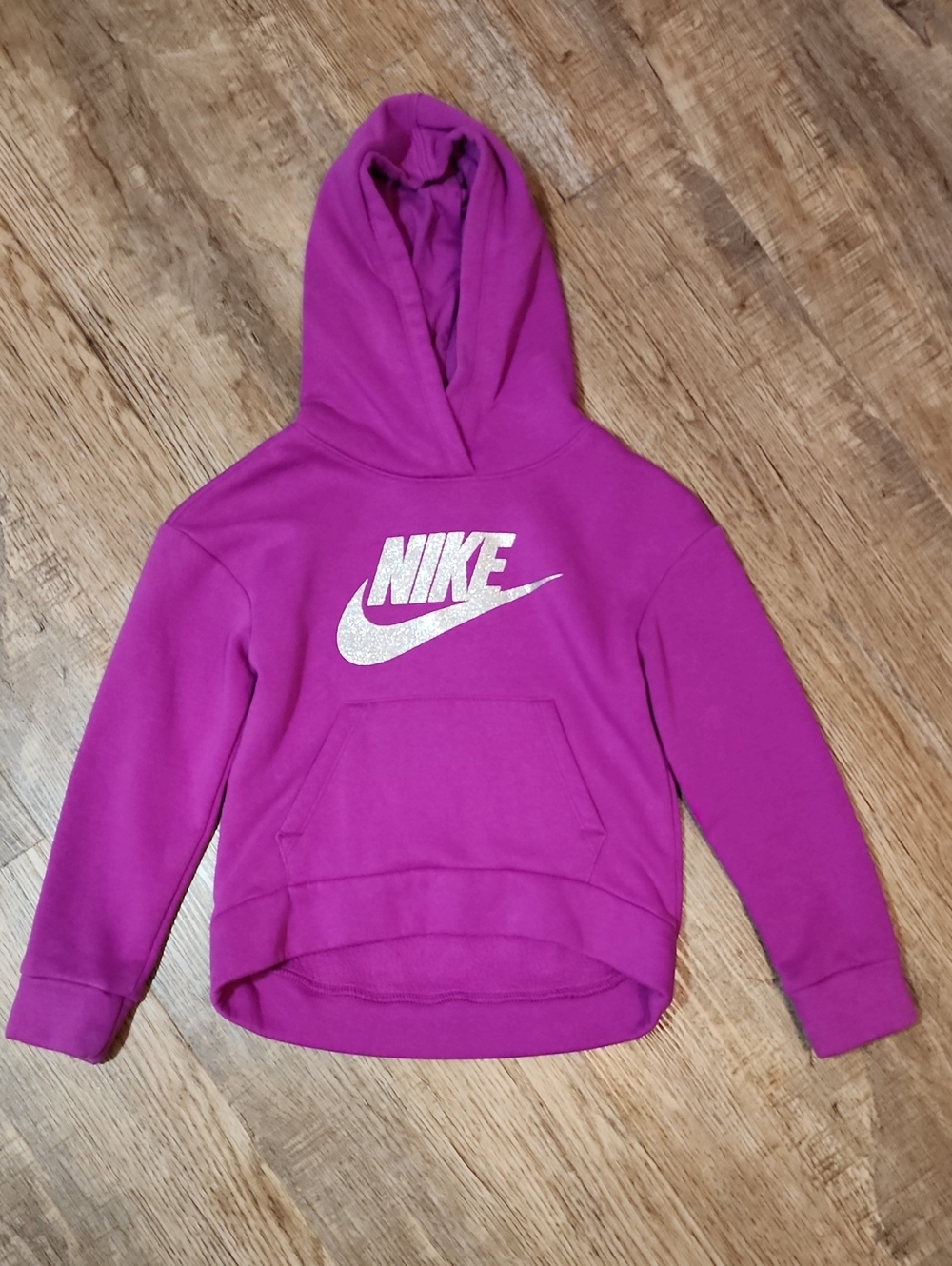 Nike Girls Purple Hooded Sweatshirt with Glitter Logo